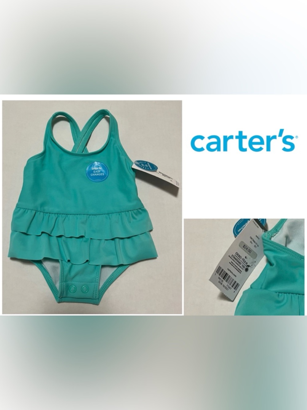 🆕CARTER’S - 3M - NWT - INFANT GIRLS TEAL SWIMSUIT / SWIMWEAR